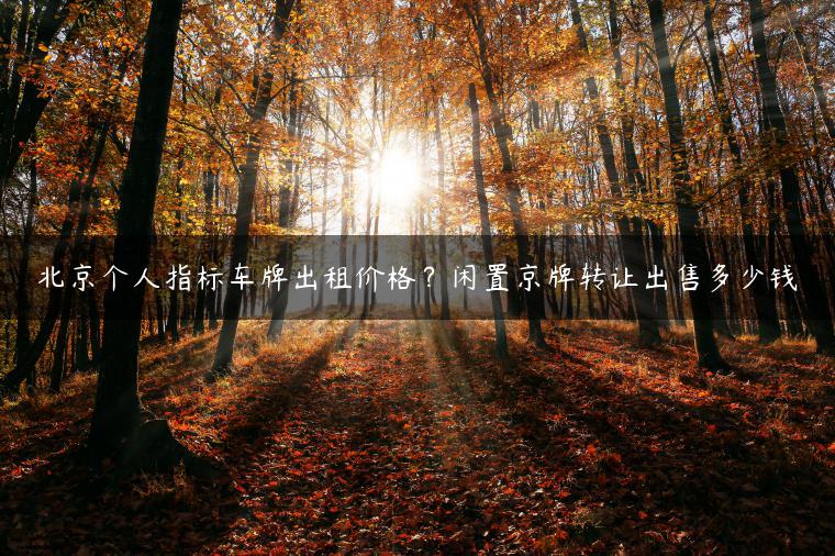 北京个人指标车牌出租价格？闲置京牌转让出售多少钱