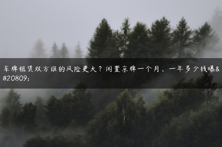 车牌租赁双方谁的风险更大？闲置京牌一个月、一年多少钱曝光