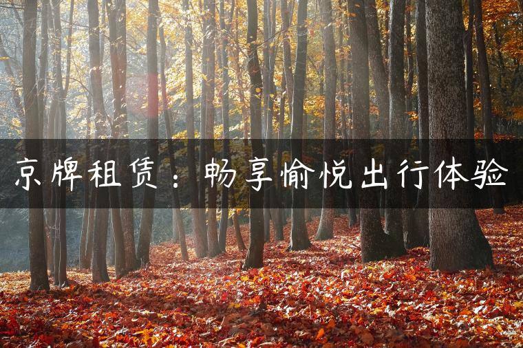 京牌租赁：畅享愉悦出行体验
