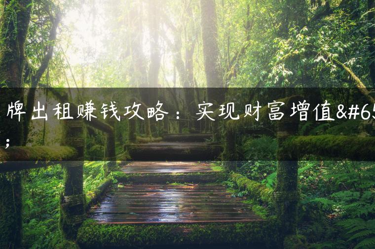 京牌出租赚钱攻略：实现财富增值！