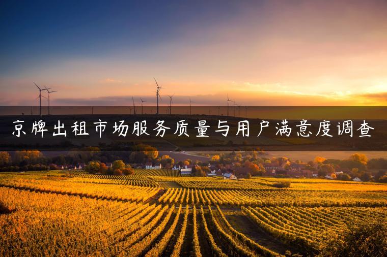 京牌出租市场服务质量与用户满意度调查