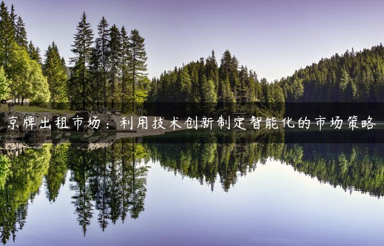 京牌出租市场：利用技术创新制定智能化的市场策略