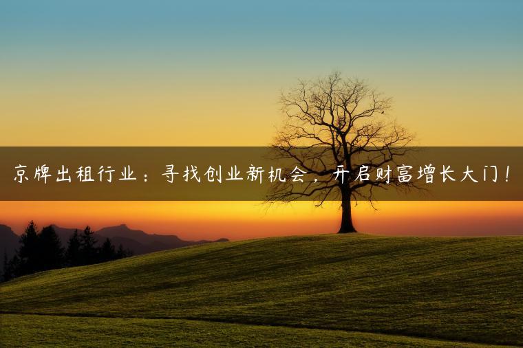 京牌出租行业：寻找创业新机会，开启财富增长大门！