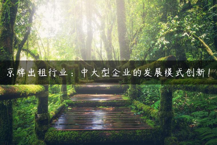 京牌出租行业：中大型企业的发展模式创新！