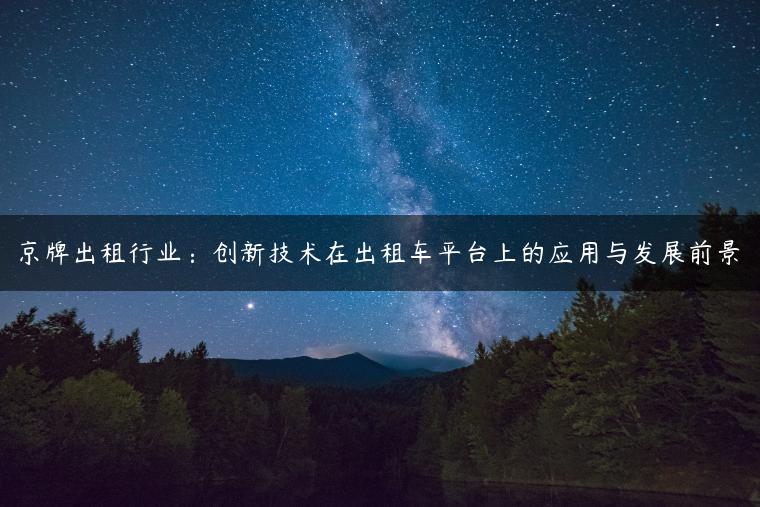 京牌出租行业：创新技术在出租车平台上的应用与发展前景