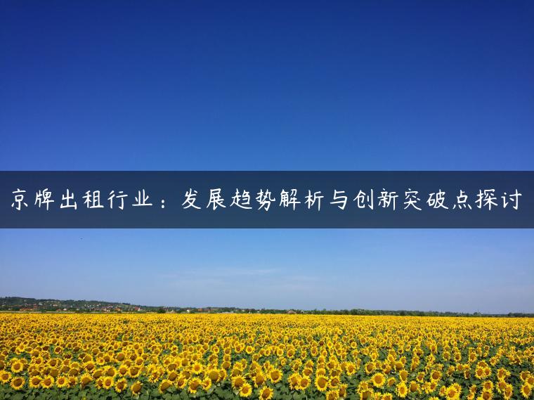 京牌出租行业：发展趋势解析与创新突破点探讨