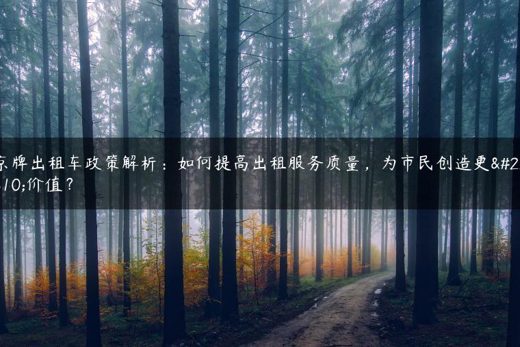 京牌出租车政策解析：如何提高出租服务质量，为市民创造更多价值？