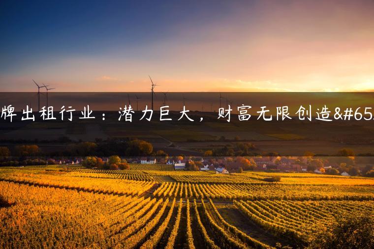 京牌出租行业：潜力巨大，财富无限创造！