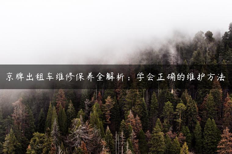 京牌出租车维修保养全解析：学会正确的维护方法