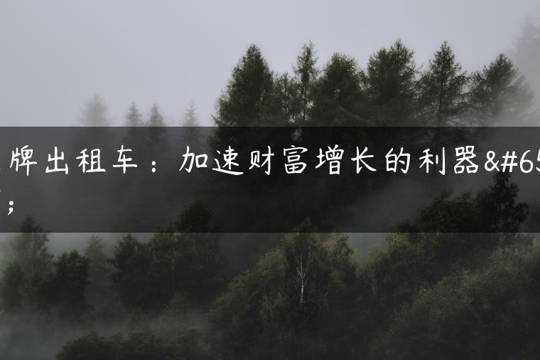 京牌出租车：加速财富增长的利器！