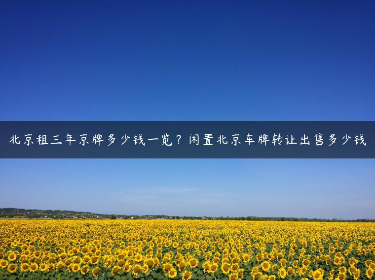 北京租三年京牌多少钱一览？闲置北京车牌转让出售多少钱