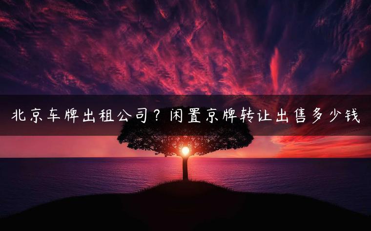北京车牌出租公司？闲置京牌转让出售多少钱