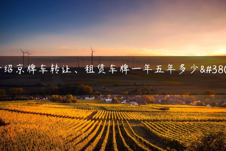 介绍京牌车转让、租赁车牌一年五年多少钱