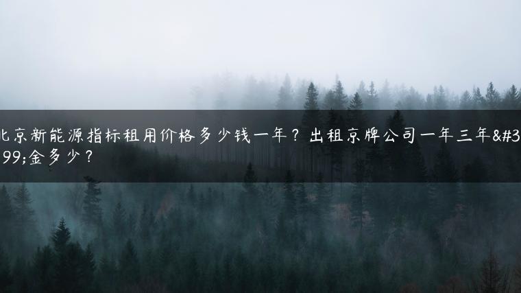 北京新能源指标租用价格多少钱一年？出租京牌公司一年三年租金多少？