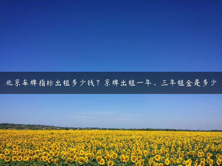 北京车牌指标出租多少钱？京牌出租一年、三年租金是多少
