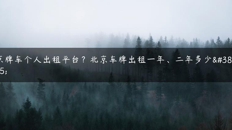 京牌车个人出租平台？北京车牌出租一年、二年多少钱
