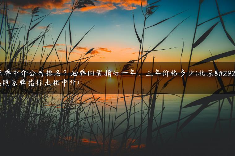 京牌中介公司排名？油牌闲置指标一年、三年价格多少(北京牌照京牌指标出租中介)
