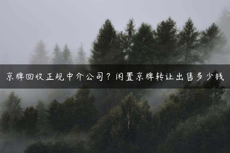 京牌回收正规中介公司？闲置京牌转让出售多少钱