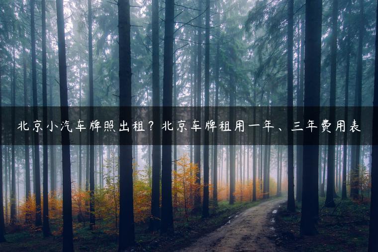 北京小汽车牌照出租？北京车牌租用一年、三年费用表
