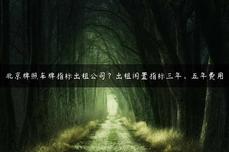 北京牌照车牌指标出租公司？出租闲置指标三年、五年费用