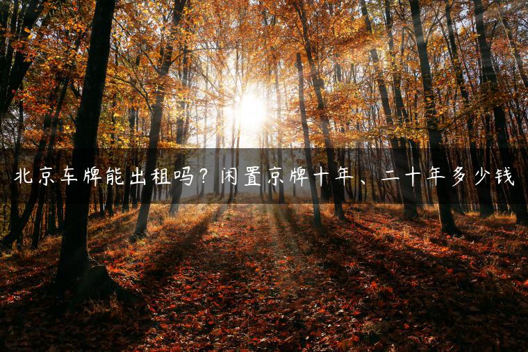 北京车牌能出租吗？闲置京牌十年、二十年多少钱