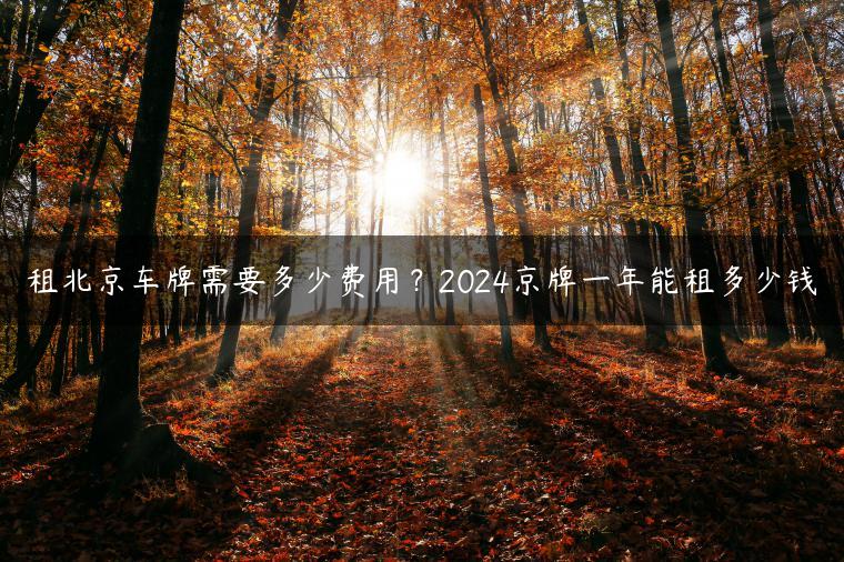 租北京车牌需要多少费用？2024京牌一年能租多少钱