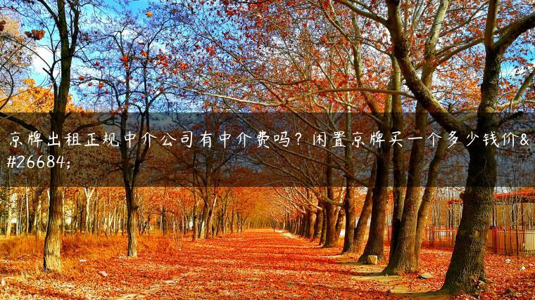 京牌出租正规中介公司有中介费吗？闲置京牌买一个多少钱价格