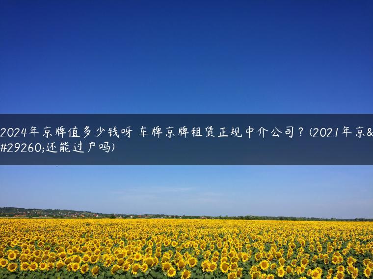 2024年京牌值多少钱呀 车牌京牌租赁正规中介公司？(2021年京牌还能过户吗)