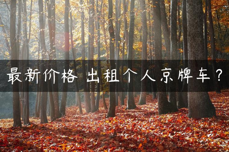 最新价格 出租个人京牌车？