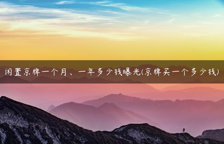 闲置京牌一个月、一年多少钱曝光(京牌买一个多少钱)