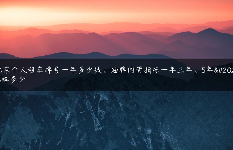 北京个人租车牌号一年多少钱、油牌闲置指标一年三年、5年价格多少-金牌车友