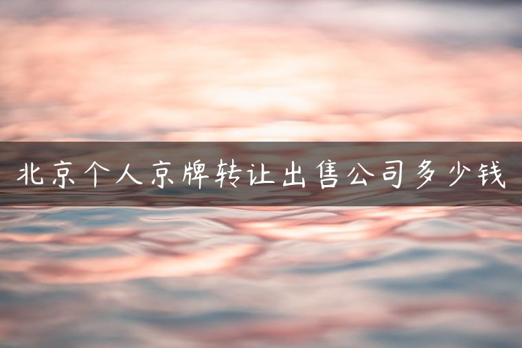 北京个人京牌转让出售公司多少钱