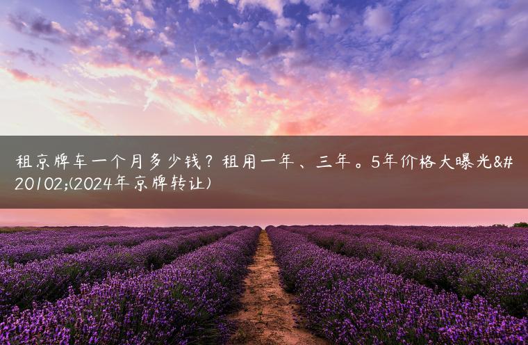 租京牌车一个月多少钱？租用一年、三年。5年价格大曝光了(2024年京牌转让)