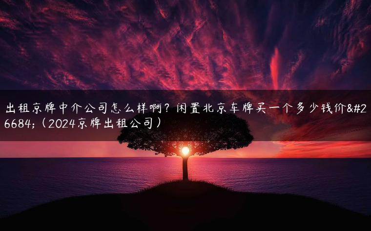出租京牌中介公司怎么样啊？闲置北京车牌买一个多少钱价格（2024京牌出租公司）