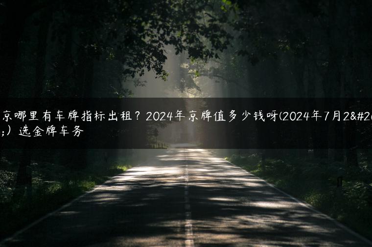北京哪里有车牌指标出租？2024年京牌值多少钱呀(2024年7月2日）选金牌车务
