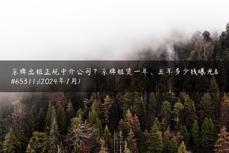 京牌出租正规中介公司？京牌租赁一年、五年多少钱曝光？(2024年7月)