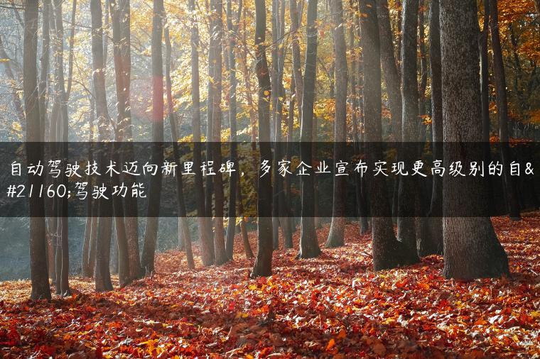 自动驾驶技术迈向新里程碑，多家企业宣布实现更高级别的自动驾驶功能