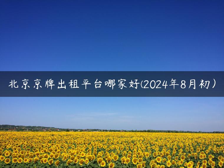 北京京牌出租平台哪家好(2024年8月初）