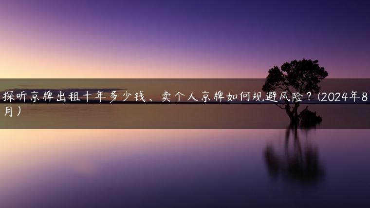 探听京牌出租十年多少钱、卖个人京牌如何规避风险？(2024年8月）