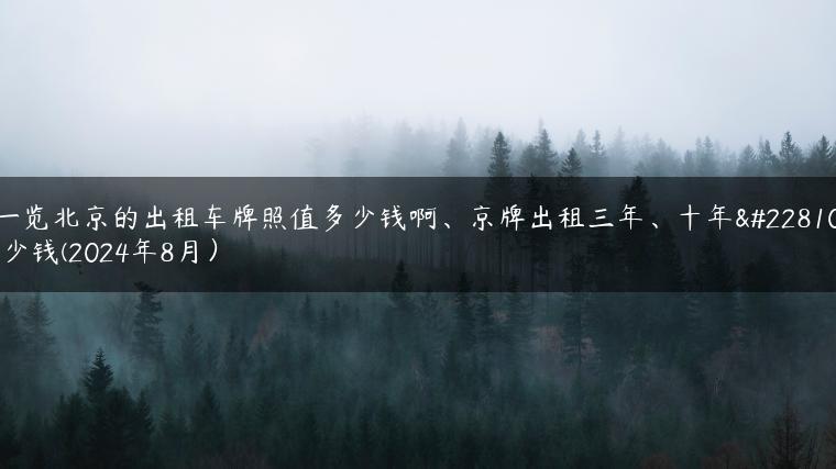 一览北京的出租车牌照值多少钱啊、京牌出租三年、十年多少钱(2024年8月）