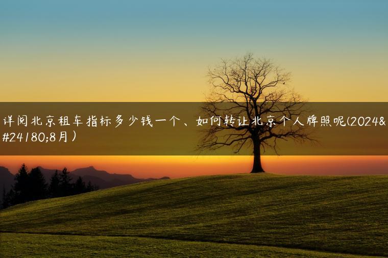 详阅北京租车指标多少钱一个、如何转让北京个人牌照呢(2024年8月）