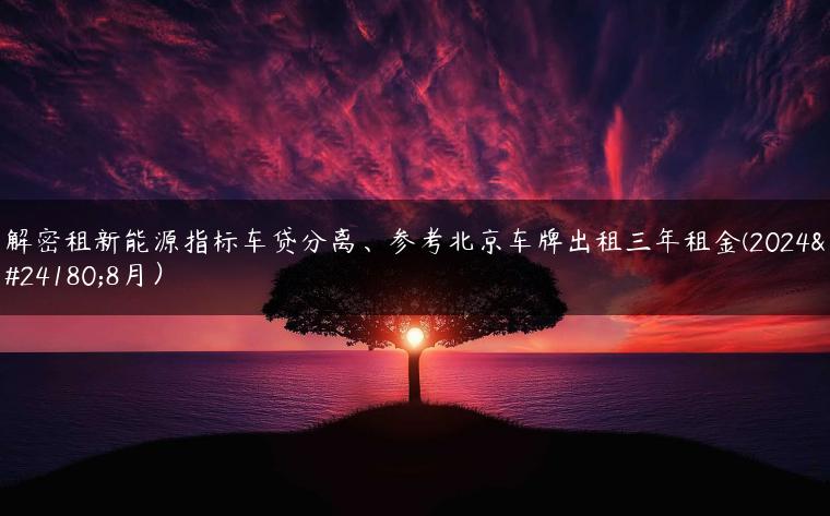 解密租新能源指标车贷分离、参考北京车牌出租三年租金(2024年8月）
