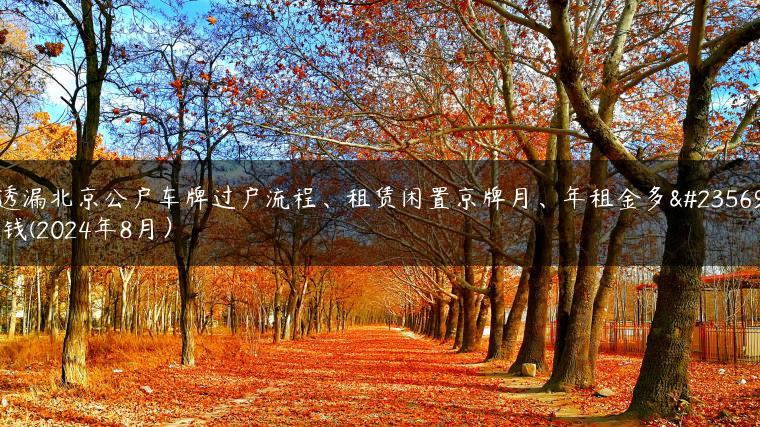 透漏北京公户车牌过户流程、租赁闲置京牌月、年租金多少钱(2024年8月）