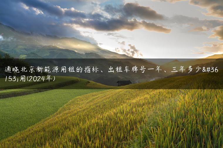 通晓北京新能源用租的指标、出租车牌号一年、三年多少费用(2024年)