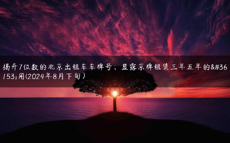 揭开7位数的北京出租车车牌号、显露京牌租赁三年五年的费用(2024年8月下旬）