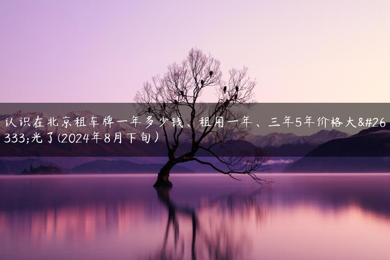 认识在北京租车牌一年多少钱、租用一年、三年5年价格大曝光了(2024年8月下旬）