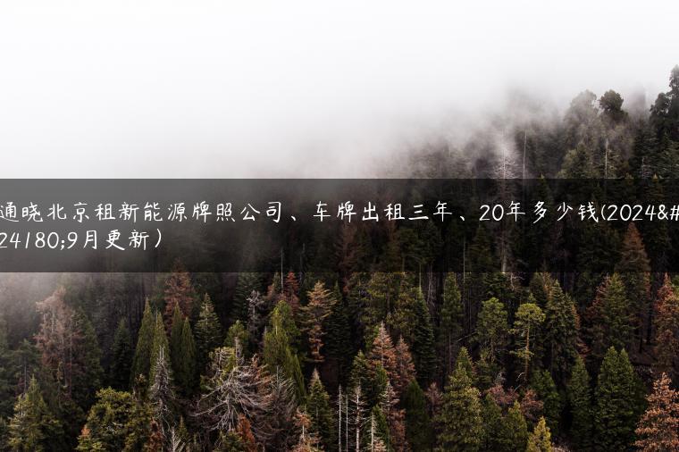 通晓北京租新能源牌照公司、车牌出租三年、20年多少钱(2024年9月更新）-金牌车友