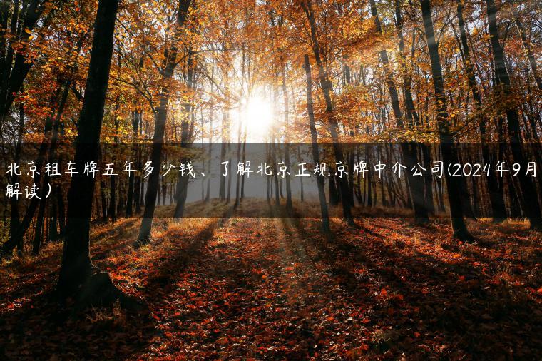 北京租车牌五年多少钱、了解北京正规京牌中介公司(2024年9月解读）