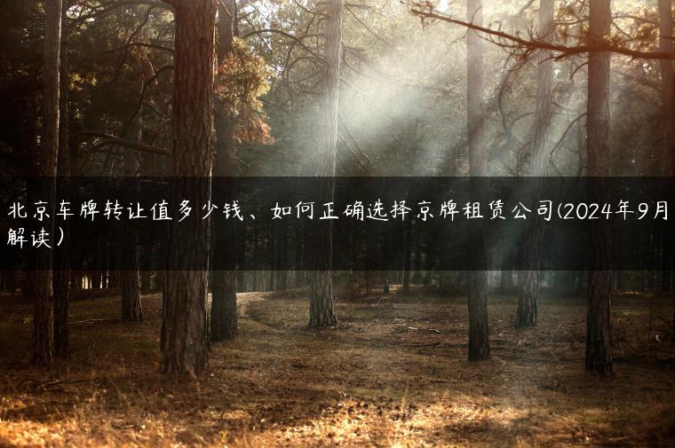 北京车牌转让值多少钱、如何正确选择京牌租赁公司(2024年9月解读）