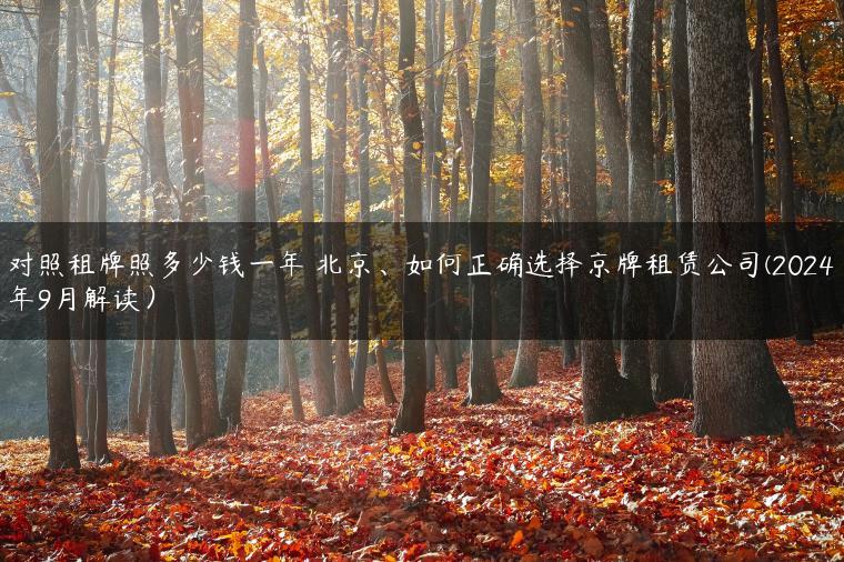 对照租牌照多少钱一年 北京、如何正确选择京牌租赁公司(2024年9月解读）